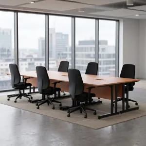 Impulse Cantilever Scalloped Rectangular Office Desk