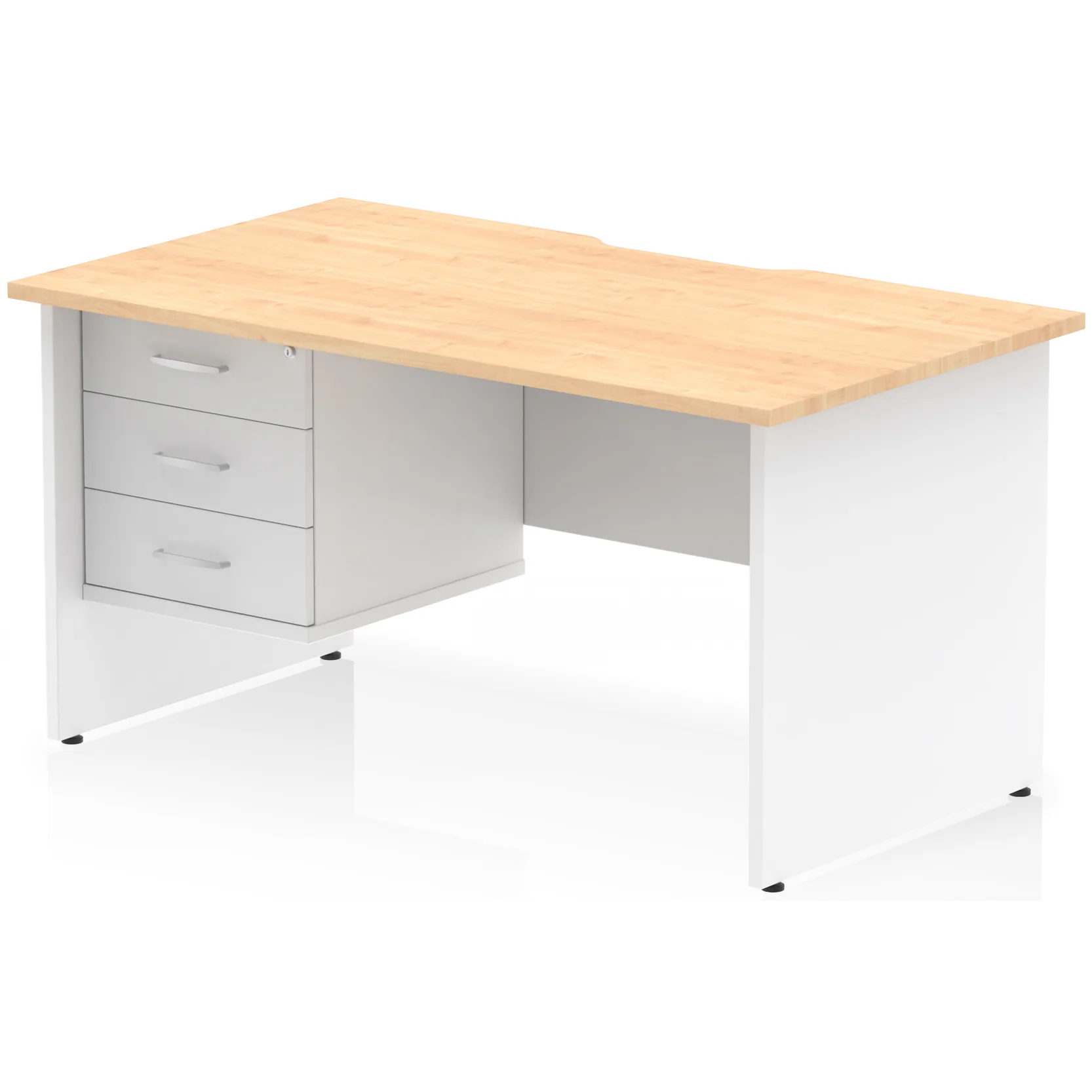 Impulse Panel End Scalloped Rectangular Desk with Storage