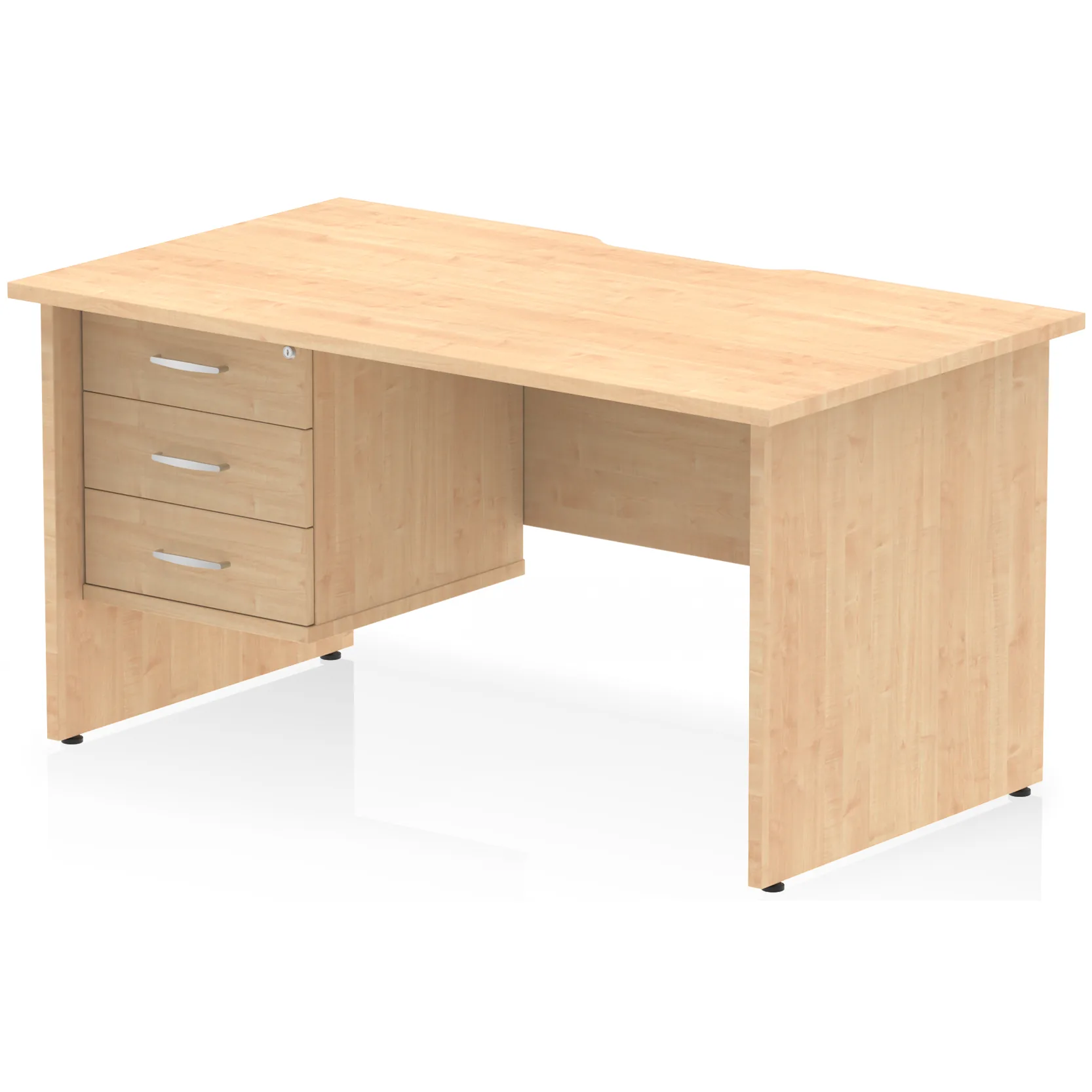Impulse Panel End Scalloped Rectangular Desk with Storage