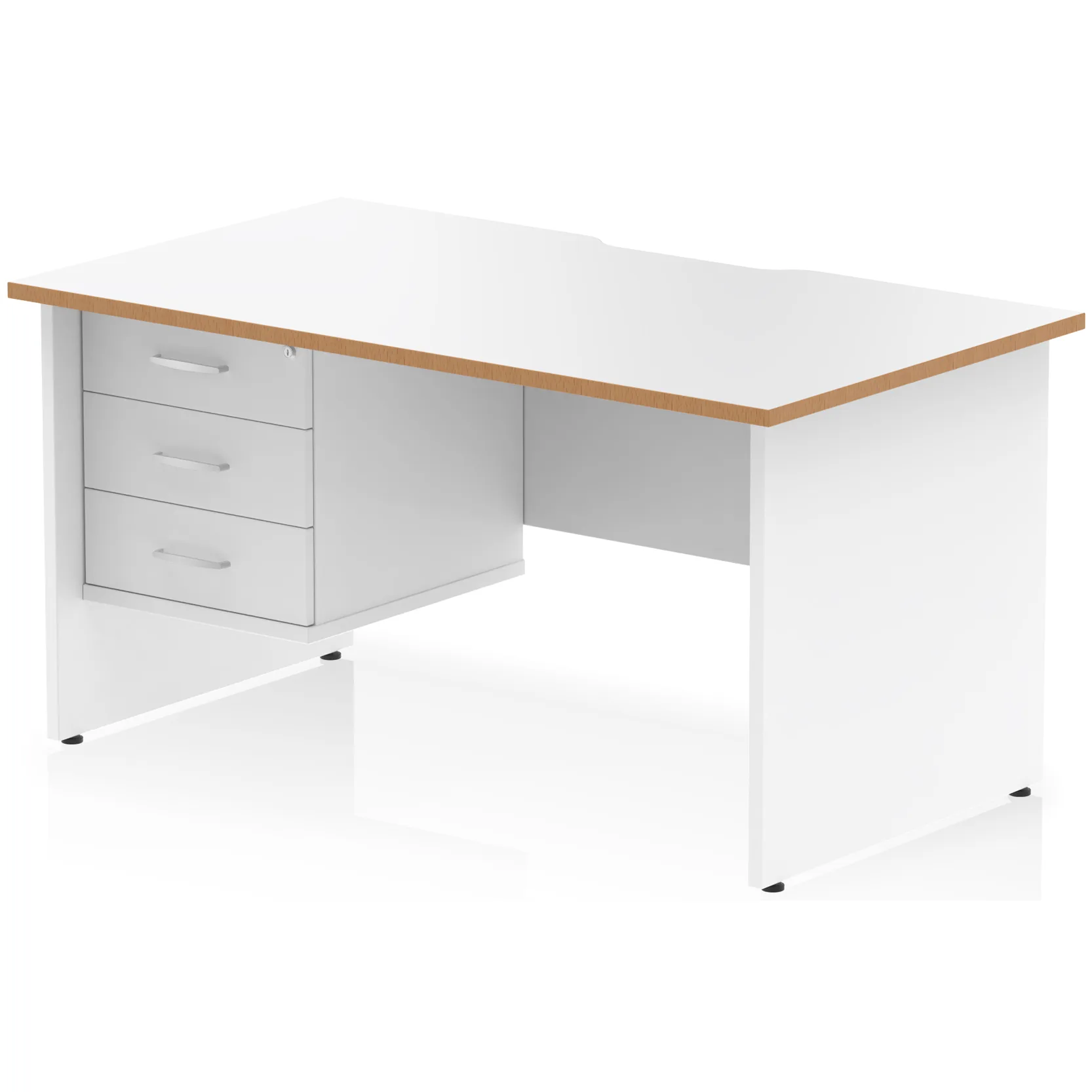 Impulse Panel End Scalloped Rectangular Desk with Storage