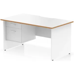 Impulse Panel End Scalloped Rectangular Desk with Storage
