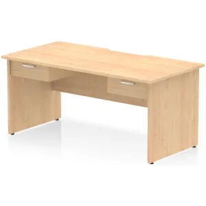 Impulse Panel End Scalloped Rectangular Desk with Storage