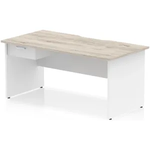 Impulse Panel End Scalloped Rectangular Desk with Storage