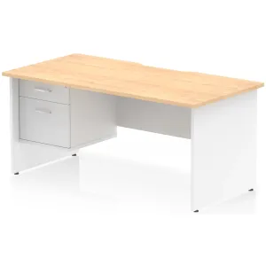 Impulse Panel End Scalloped Rectangular Desk with Storage