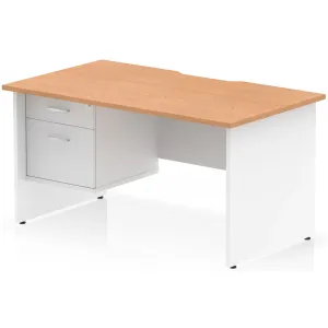 Impulse Panel End Scalloped Rectangular Desk with Storage