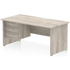 Impulse Panel End Scalloped Rectangular Desk with Storage