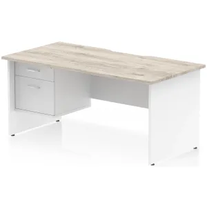 Impulse Panel End Scalloped Rectangular Desk with Storage