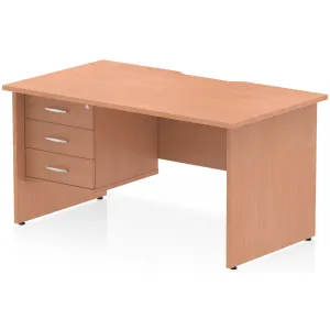Impulse Panel End Scalloped Rectangular Desk with Storage