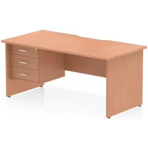 Impulse Panel End Scalloped Rectangular Desk with Storage