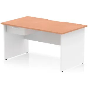 Impulse Panel End Scalloped Rectangular Desk with Storage