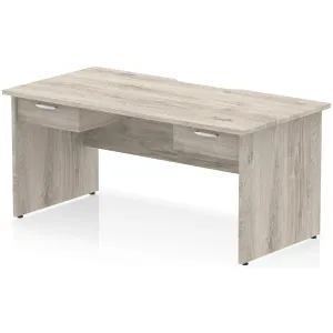 Impulse Panel End Scalloped Rectangular Desk with Storage
