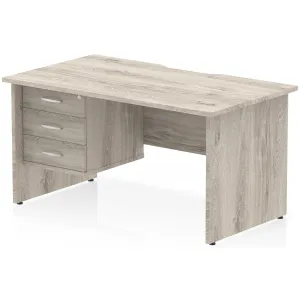 Impulse Panel End Scalloped Rectangular Desk with Storage