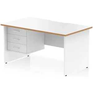 Impulse Panel End Scalloped Rectangular Desk with Storage