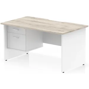 Impulse Panel End Scalloped Rectangular Desk with Storage