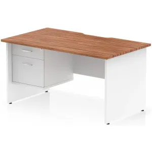 Impulse Panel End Scalloped Rectangular Desk with Storage