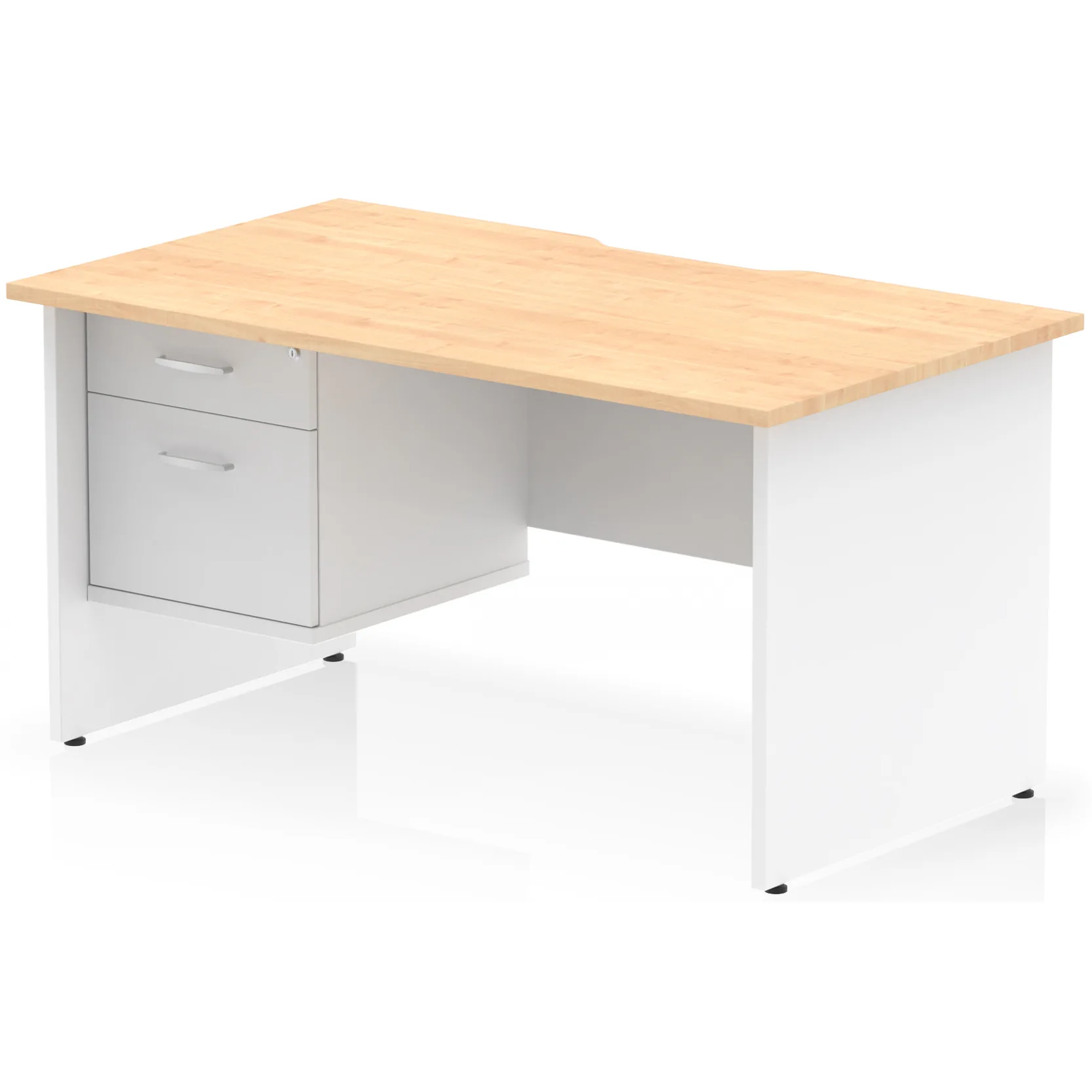 Impulse Panel End Scalloped Rectangular Desk with Storage
