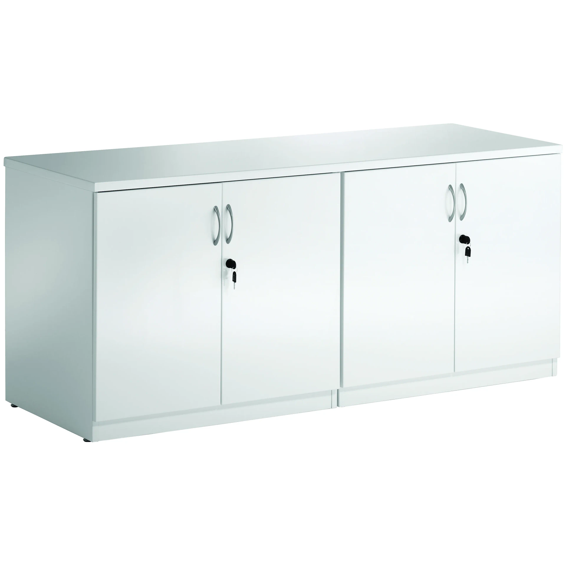 High Gloss Twin Lockable Office Cupboards with Credenza Top