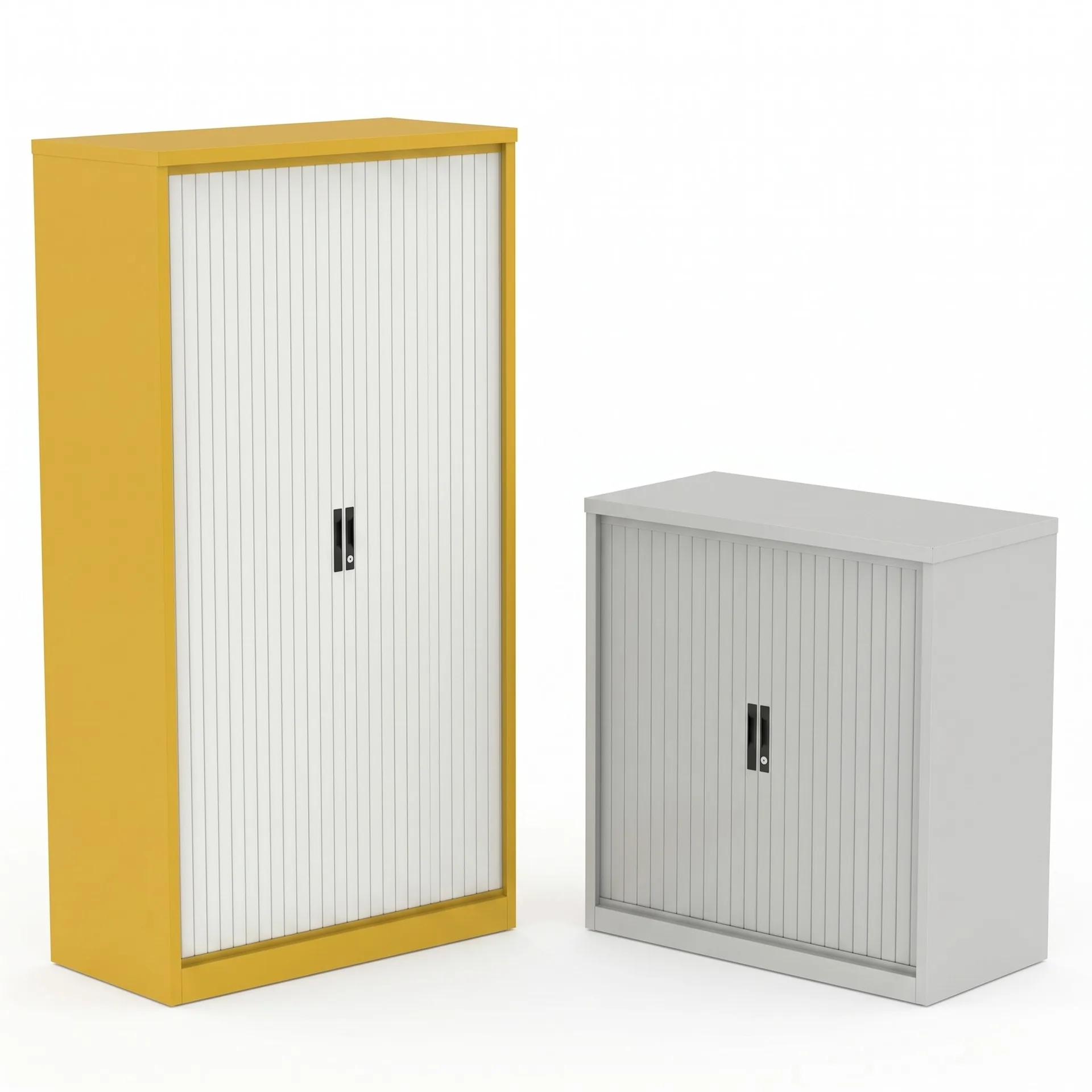 Qube Steel Side Tambour Office Cupboard with Shelves