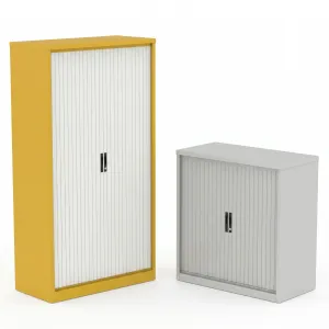 Qube Steel Side Tambour Office Cupboard with Shelves