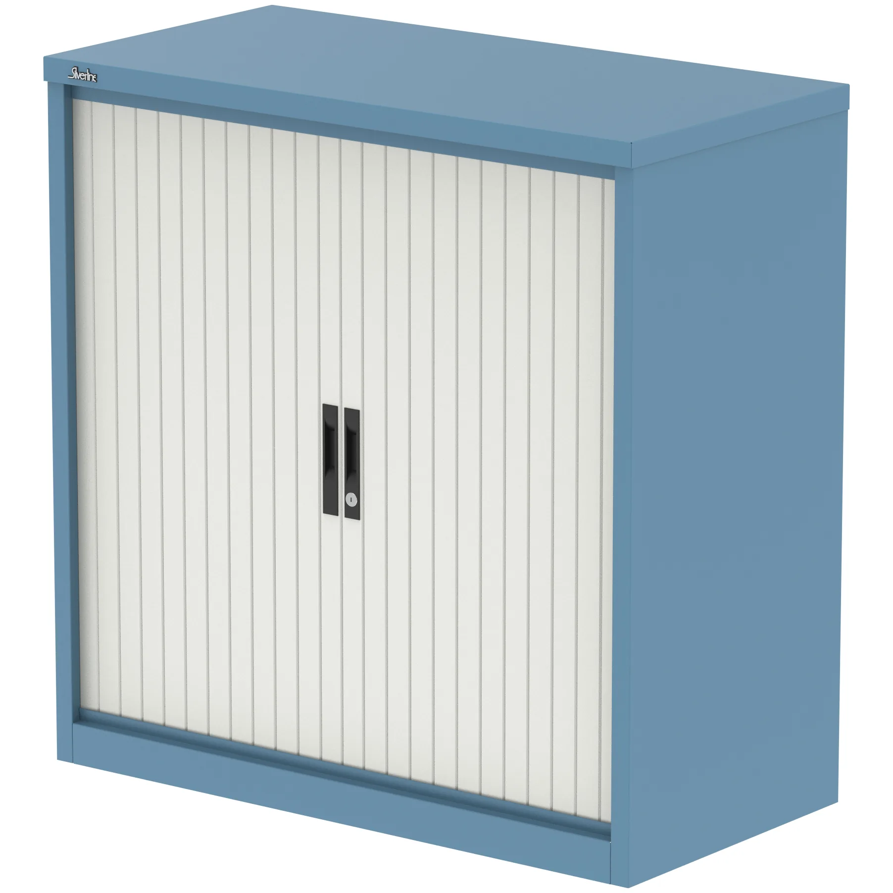 Qube Steel Side Tambour Office Cupboard with Shelves