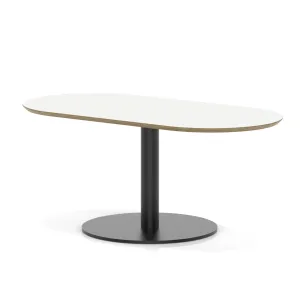 Brixworth 1200mm Oblong Coffee Table With Disc Base - Low / White / Black