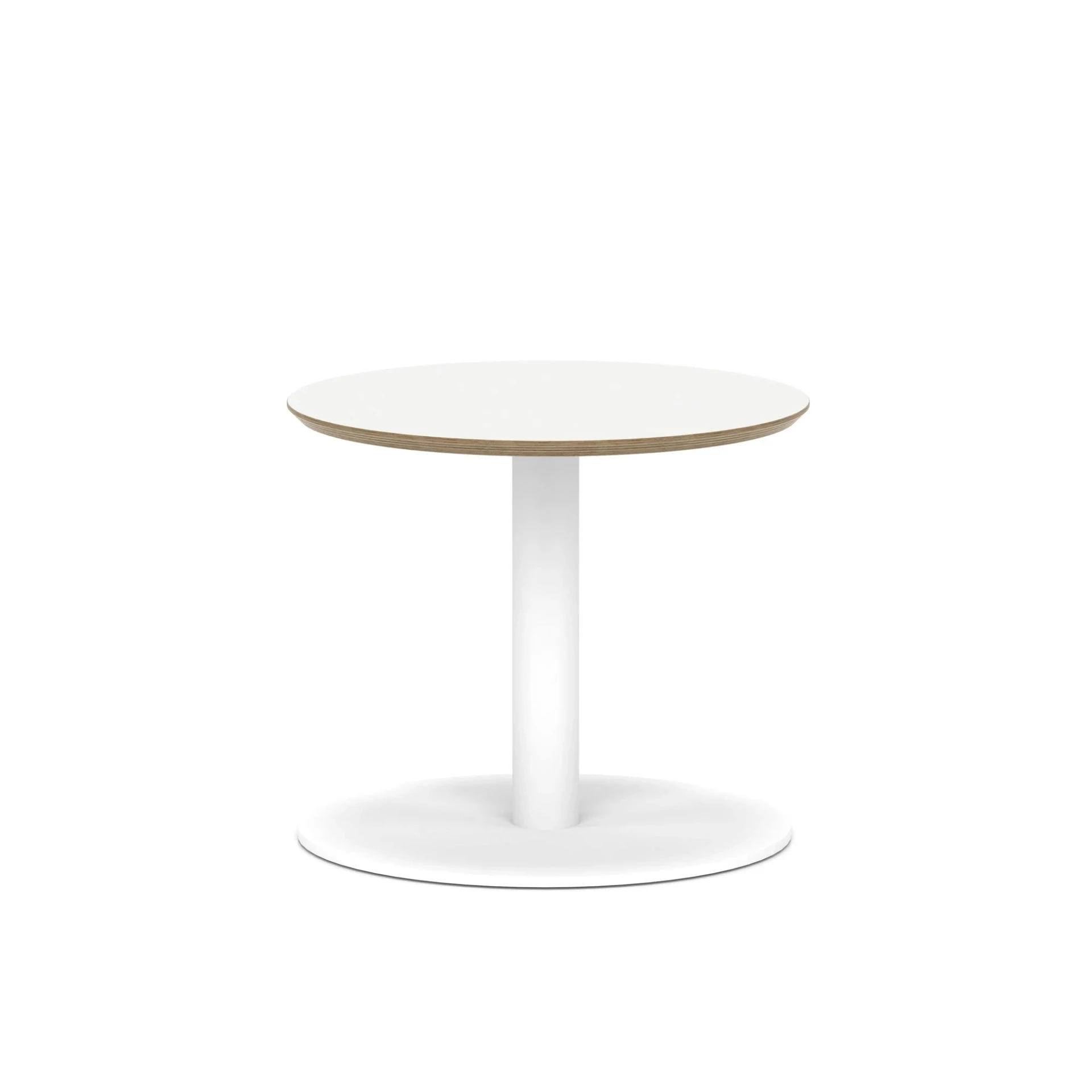Brixworth Round Coffee Table With Disc Base - 60cm / Low / White / White