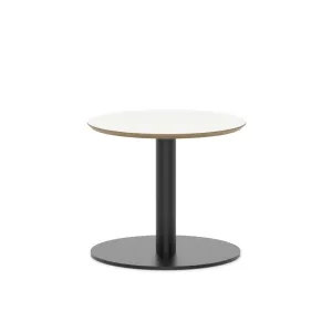 Brixworth Round Coffee Table With Disc Base - 60cm / Low / White / Black