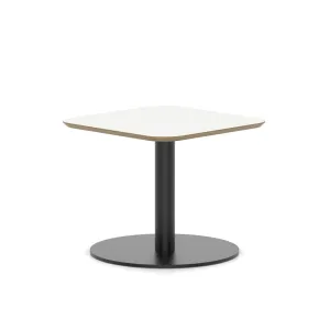 Brixworth Square Coffee Table With Disc Base - 60cm / Low / White / Black