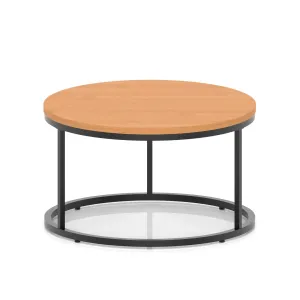 Impulse Round Coffee Table With Metal Frame - 80cm / Beech & Black