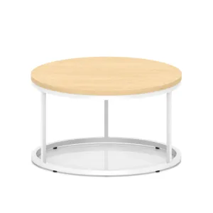 Impulse Round Coffee Table With Metal Frame - 80cm / Maple & White