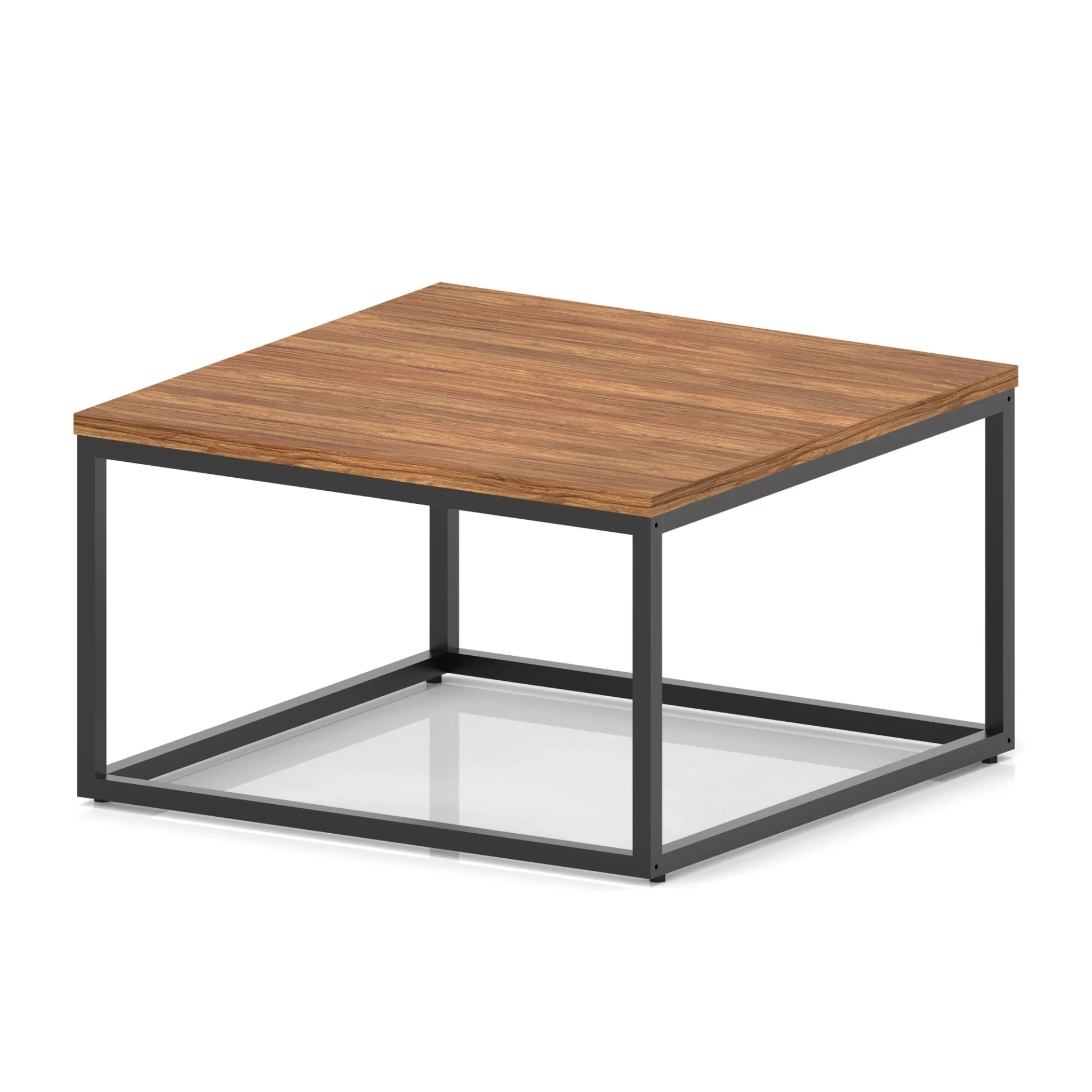 Impulse Square Coffee Table With Metal Frame - Walnut & Black
