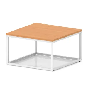 Impulse Square Coffee Table With Metal Frame - Beech & White