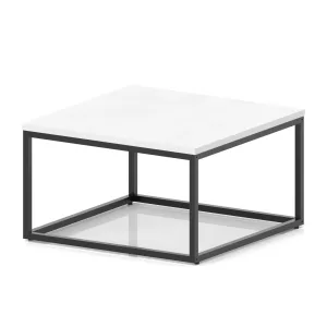 Impulse Square Coffee Table With Metal Frame - White & Black