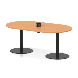 Italia Volta Poseur Boardroom Table With Pop-up Power Module - 180cm / Beech / Black