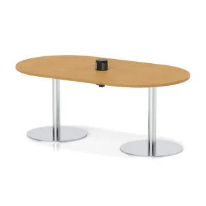 Italia Volta Poseur D-End Boardroom Table with Pop-Up Power
