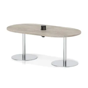 Italia Volta Poseur D-End Boardroom Table with Pop-Up Power