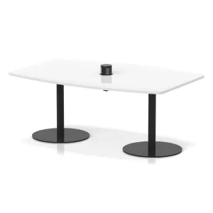 Italia Volta Poseur High Gloss Table With Pop-up Power Module - 180cm / White / Black