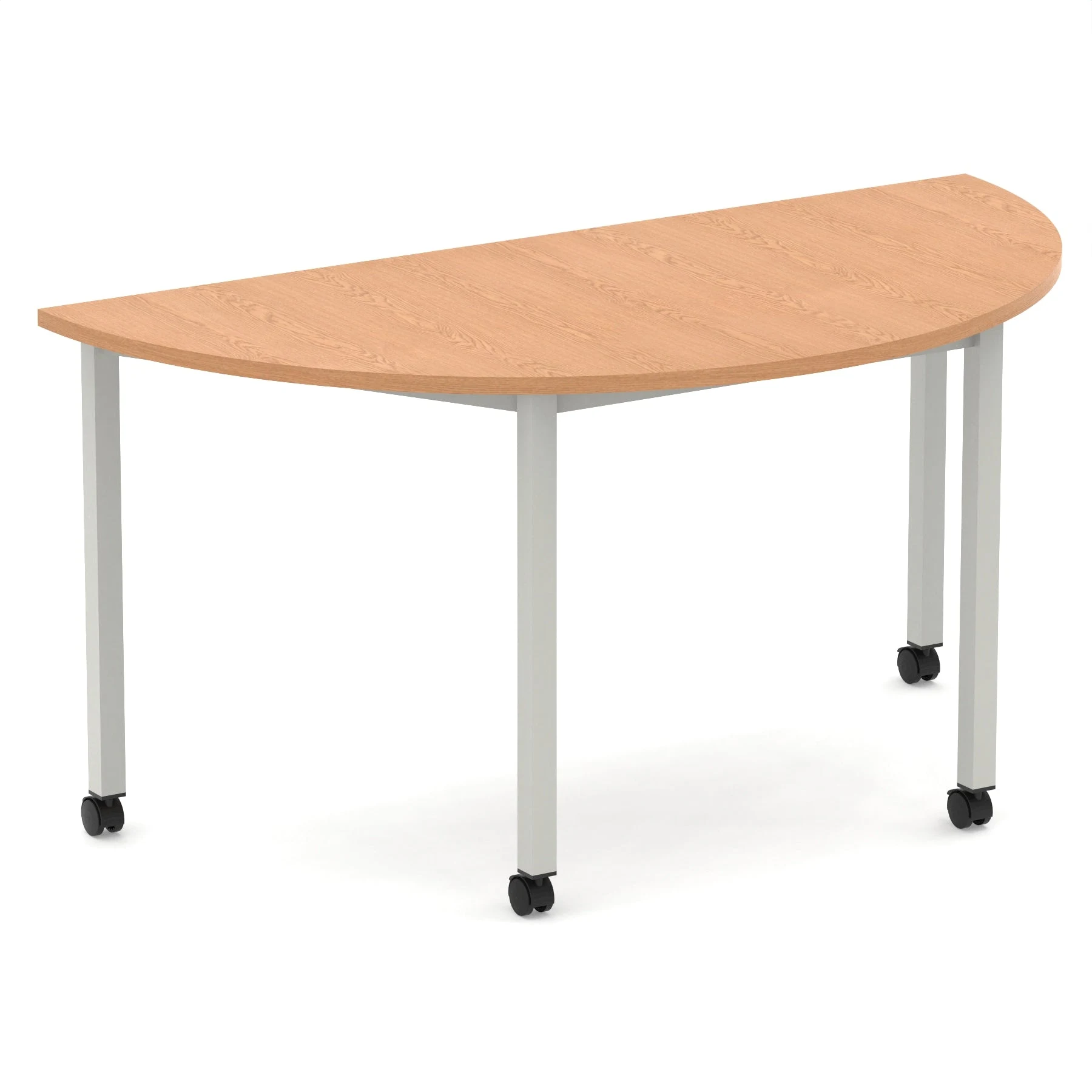 Impulse Semi-Circle Table Box Frame Leg With Castors - Oak