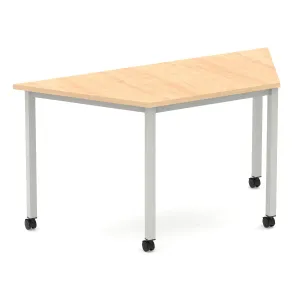 Impulse Trapezium Table Box Frame Leg With Castors - Maple